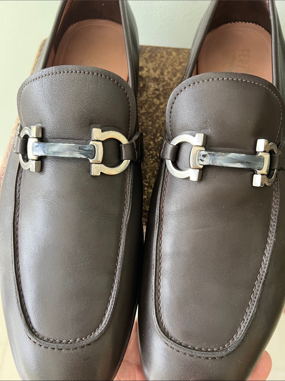 Salvatore Ferragamo Dark Brown Leather Bit Slip-On Loafers - Picture 6 of 9